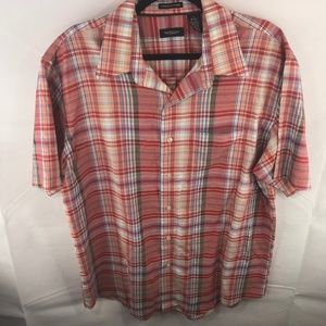Van Heusen Mens Red Large 16-16.5 Plaid Checks